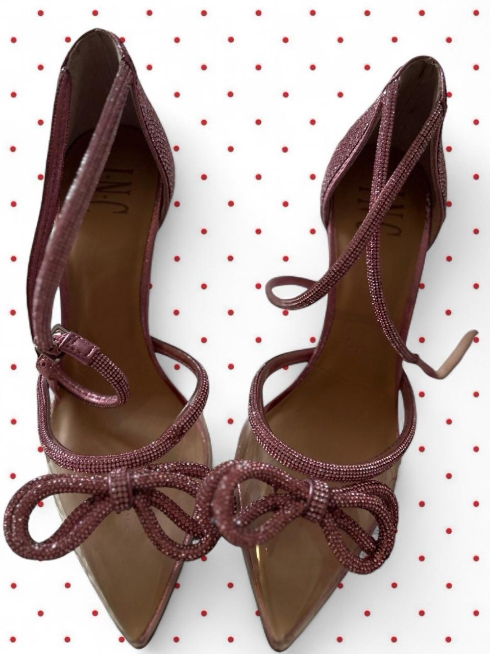 INC Pointed Toe Ankle Tie Pumps in Dusty Rose